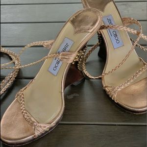 Jimmy Choo Cross Over Rose Gold Heels